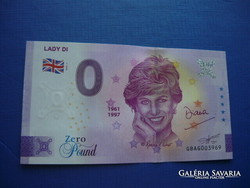 NAGY-BRITANNIA / ANGOL 0 FONT / ZERO POUND 2022 "LADY DI" DIANA HERCEGNŐ! RITKA EMLÉKPÉNZ! UNC!