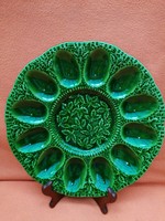 Green-colored table serving bowl or plate with self-pattern.