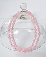 Rose quartz necklace knotted per eye 81cm