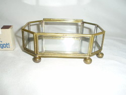 Mirrored, metal, glass jewelry box