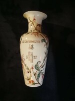 Zsolnay exclusive porcelán váza, orchidea mintás dekorral
