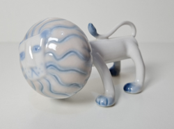 Nagyon ritka aquincumi porcelán figura!  Aquazur álló oroszlán!