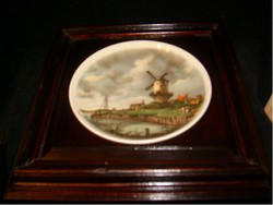 These 24 antique porcelain paintings in baroque wooden frame in 4 different pieces or optional 25x25cm