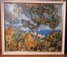 Meditterrán tájkép - Festmény - 30 cm x 35 cm