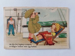 Régi képeslap 1941 levelezőlap gyerekek hajó