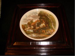 E24 antique porcelain picture famous painting based on baroque wooden frame by john constable based on 25 x 25 cm