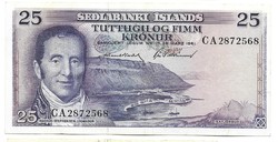 25 krónur 1961. marz 29. Izland 7 jegyű sorszám 2.