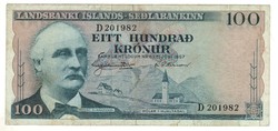 100 krónur 1957 marz 29 6 jegyű sorszám