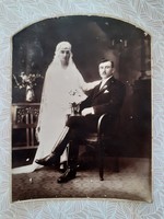 Régi esküvöi fotó 1930 körül menyasszony vőlegény fénykép