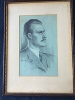 Portrait of antique signed man, Charles of Homan (1894 - 1972).