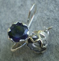 925 Silver earrings with iolite, safety clasp