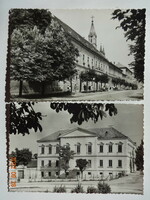 2 db régi képeslap együtt: PÁPA, Kórház, Jókai utca + 1. sz. általános iskola (50-es évek)