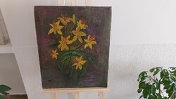 (K) Jakab Ilona csendélet festmény 50x60 cm foglalkozós állapotban.