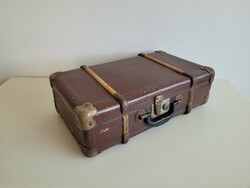 Régi vintage fabordás kis méretű bőrönd koffer táska 51 x 30 cm