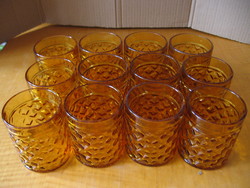 Retro Amber Glass French Pernod Whiskey Set of 2