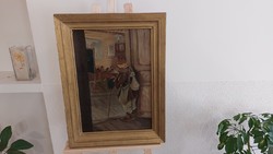 (K) small bicepóca painting with frame 50x67 cm