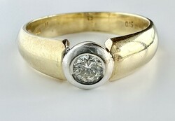 529T. 1 Forintról! Briliáns (0,15 Ct) 14k Arany (3,9 g) gyűrű, jelzett Lupa tisztaságú kővel!