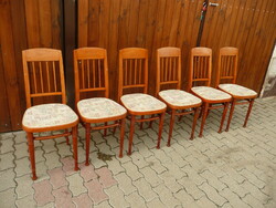 6 db eredeti, duplán jelzett, bécsi, J.Hoffmann tervezésű N.366 szecessziós Thonet szék