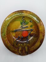 Retro Sarkadi ceramic ashtray in the colors of autumn