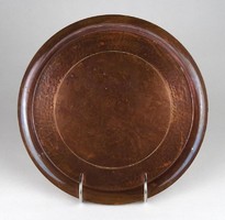 1K691 Régi kalapált vörösréz kínáló tálca 24 cm