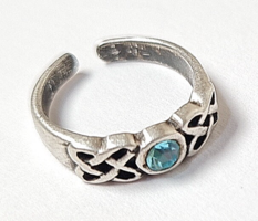Silver girl's ring with a blue stone, 925