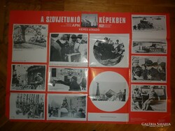 Régi nagyméretű szocialista propaganda plakát szovjetúnió képekben 97x67cm