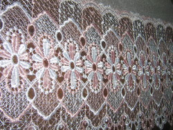 Beautiful vintage pink wide lace panoramic curtain