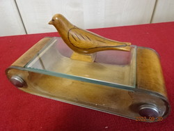 Antique cigar holder with bird handle. The material is wood and glass. He has! Jokai.