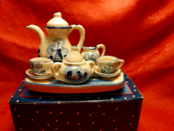 2 Personal Dutch coffee set with tray, doll house accessory