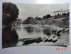 Régi képeslap: Baja, Sugovica-part, 1962