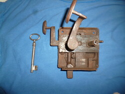 Antique iron gate lock with key