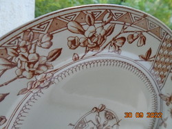 1900 Rn 69165 Virágos pillangós Keleti ihletésű mintával KEELING&Co majolika kerek nagy tál