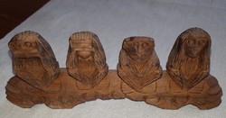 Four monkeys: wooden sculpture dimensions: 20x8x2 cm