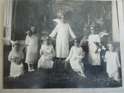1929 Budapest Christmas little girls in angel costumes group photo marked photo photo