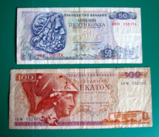 Greece - 50 and 100 drachmas - 2 banknote lot –1978