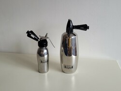 Old retro large chromed soda siphon and foam siphon mid century soda siphon