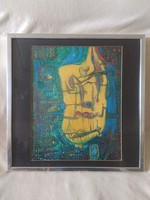 Hundertwasser - nyomat eredeti, üvegezett keretében, 58 x 58 cm