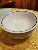 5 db Zsolnay porcelán kék szegélyes, leveses, gulyás tányér