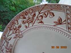 1900 Rn 69165 Keeling&co majolica bowl with floral butterfly oriental pattern