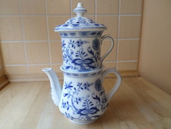 Antik Lorenz Hutschenreuther hagymamintás porcelán teakészítő szett