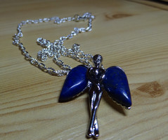 Lapis lazuli mineral angel pendant with chain