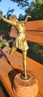 Beautiful bronze ballerina 26 cm+ on a marble plinth, ribot sign.