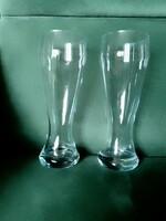 Két elegáns, klasszikus, szép formájú, formába fújt csapolt sörös üveg pohár, 7 dl, hibátlan
