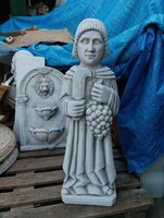 Nagy  80cm Szent Vince kő szobor Borász pince bor szőlő védő szent kerti fagyálló műkő