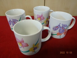German porcelain mug, flower pattern, four pieces for sale, diameter 8.5 cm. He has! Jokai.