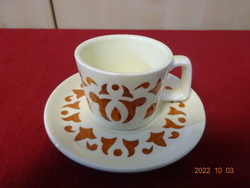 Kispest granite porcelain, coffee cup + saucer, brown pattern. He has! Jokai.