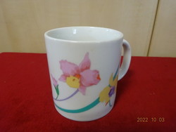 German porcelain mug, flower pattern, diameter 8.5 cm. He has! Jokai.