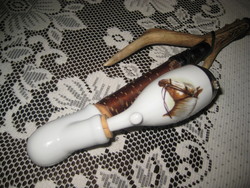 Porcelain pipe, with a horse image on the side, 37 cm