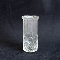 Mid-century modern design üveg váza - skandináv stílusú, retro kisváza leveles mintával