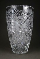 1H689 Hatalmas csiszolt ólomkristály váza virágváza 30 cm